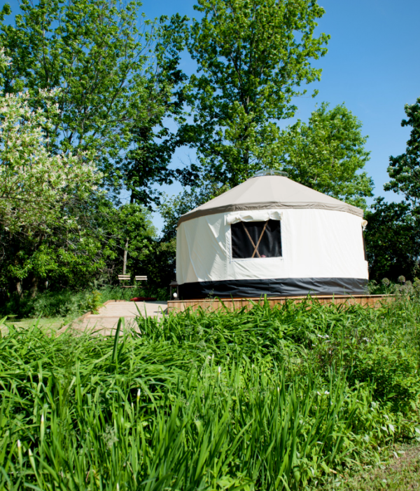 outside view yurt in field