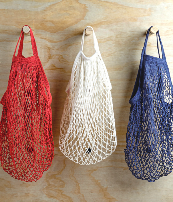 red white blue mesh market bags